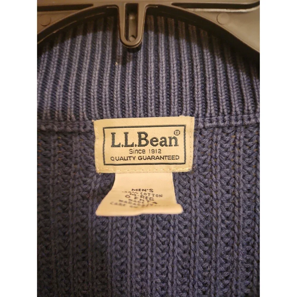LL Bean Men's Vintage Blue Full-Zip Sweater Size M